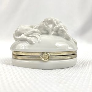 Vintage Lounging White Greyhound Trinket Box by The Halden Group.